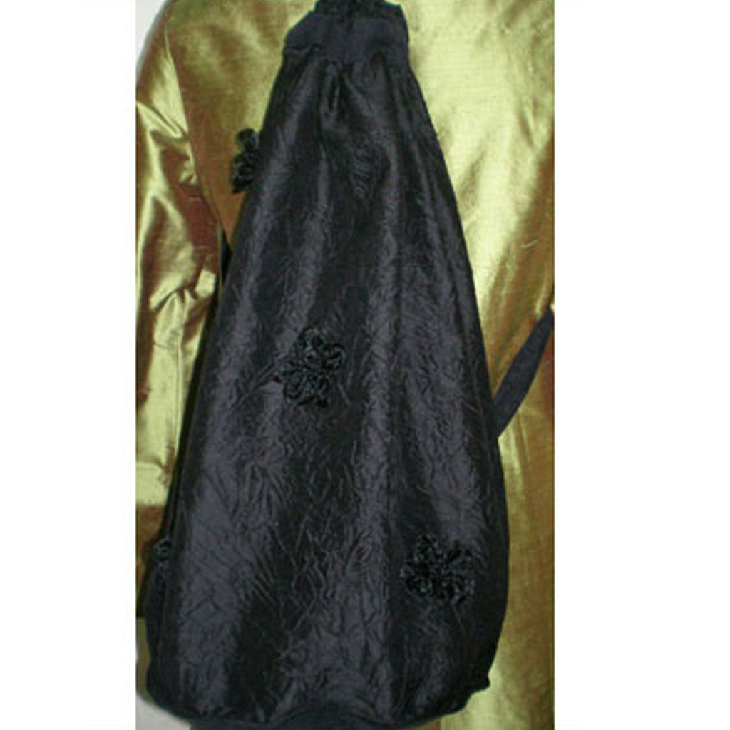 Black Flower Silk Backpack - Shubrah