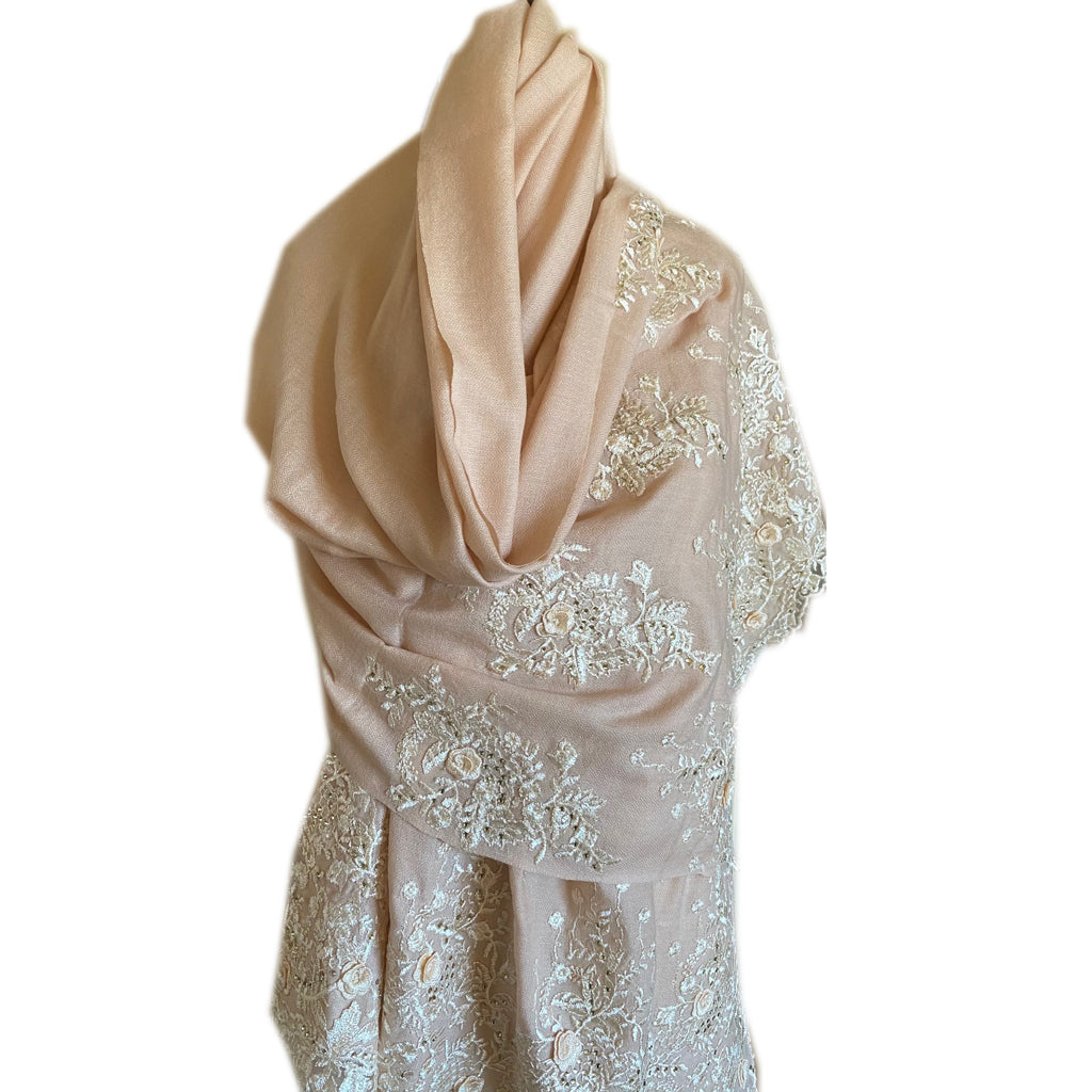 Kashmiri Sunrise Cashmere/Pashmina Embroidered scarf- Sold out