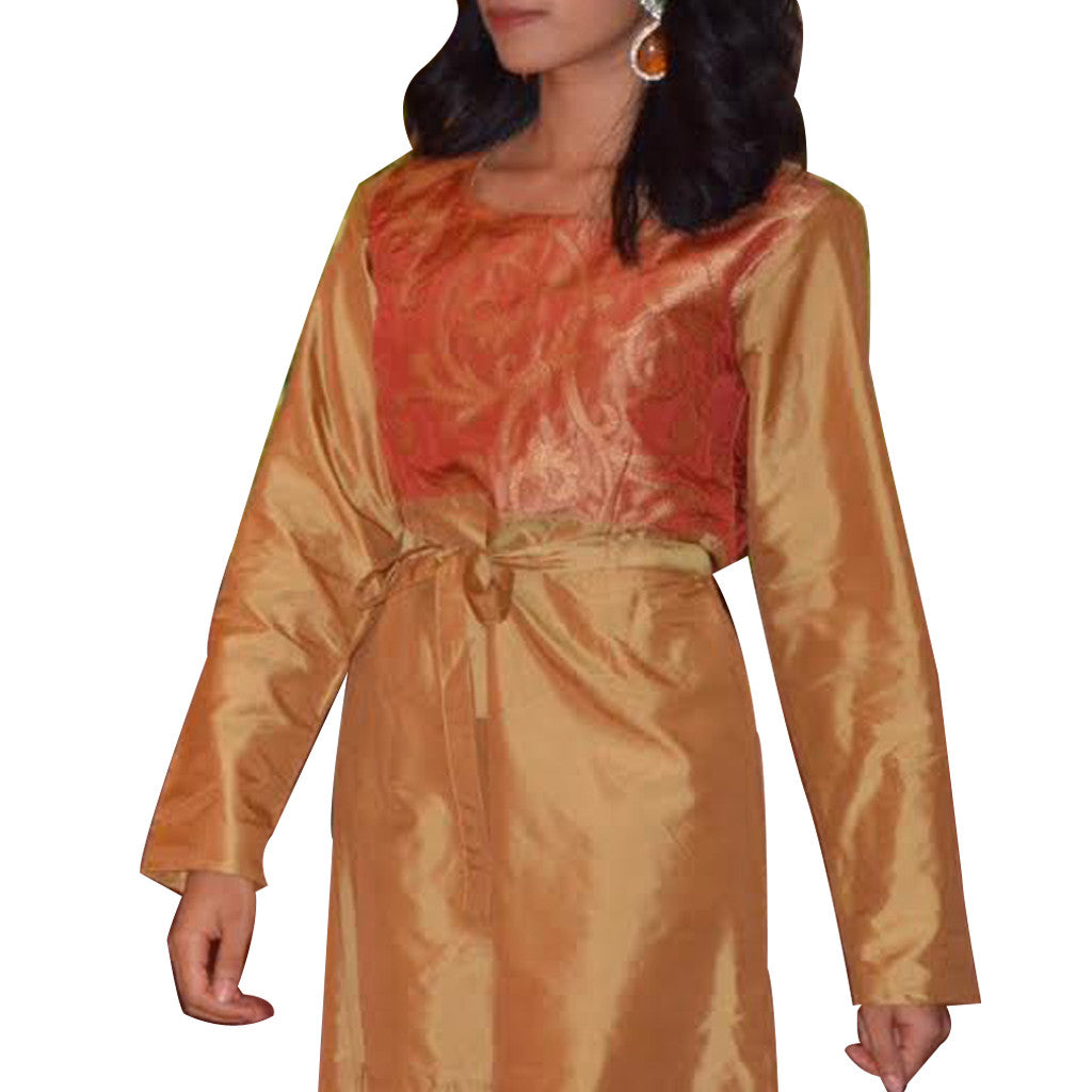 Sand Henna Silk Kurta Dress - Shubrah