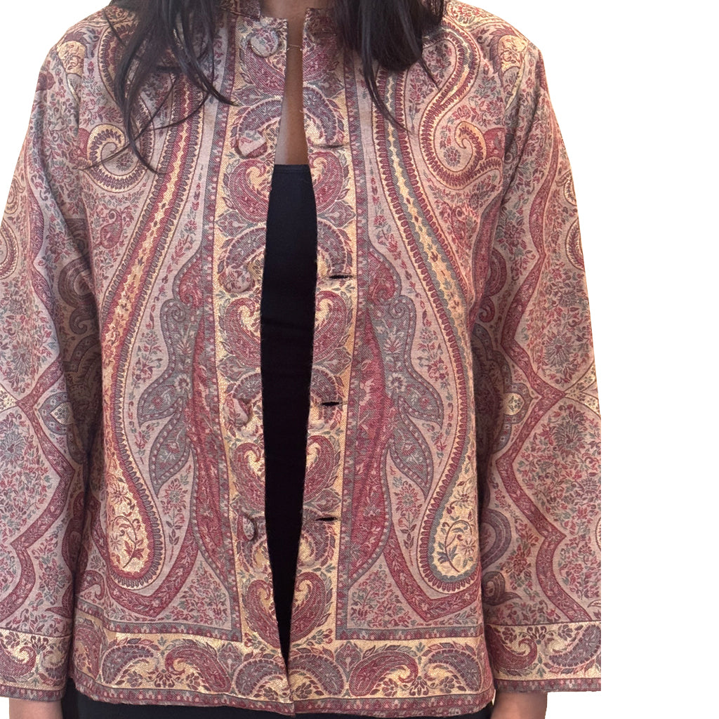 Agra Sandstone- Wool handwoven jacquard Jacket