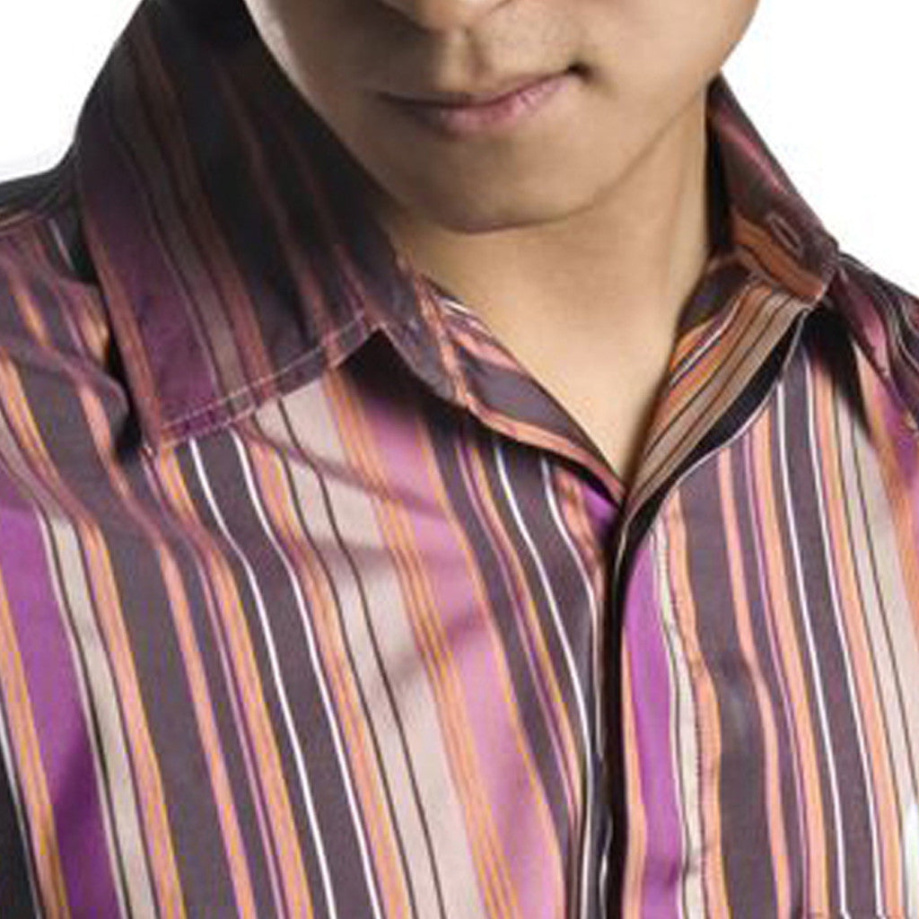 Jamun Purple Striped Mens Silk Shirt - Shubrah