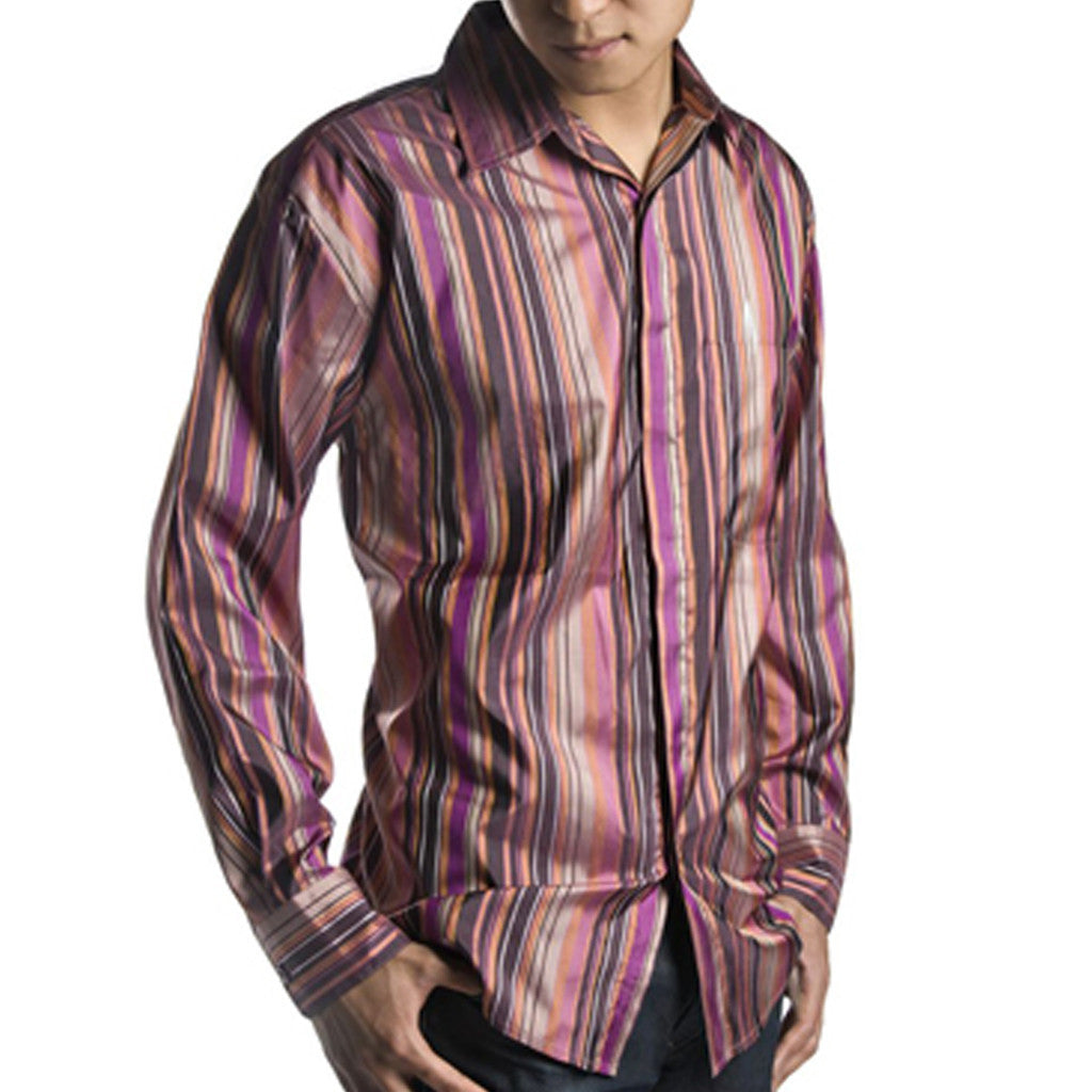 mens purple silk dress shirts RYRJJ Men's Silk Satin Long Sleeve Dress Shirts Business Casual Button Down Shirt Wedding Formal Party Prom Shirts(Purple,4XL)