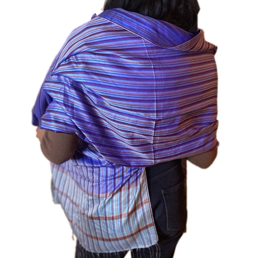 Kaveri Blue Stripe Silk Scarf