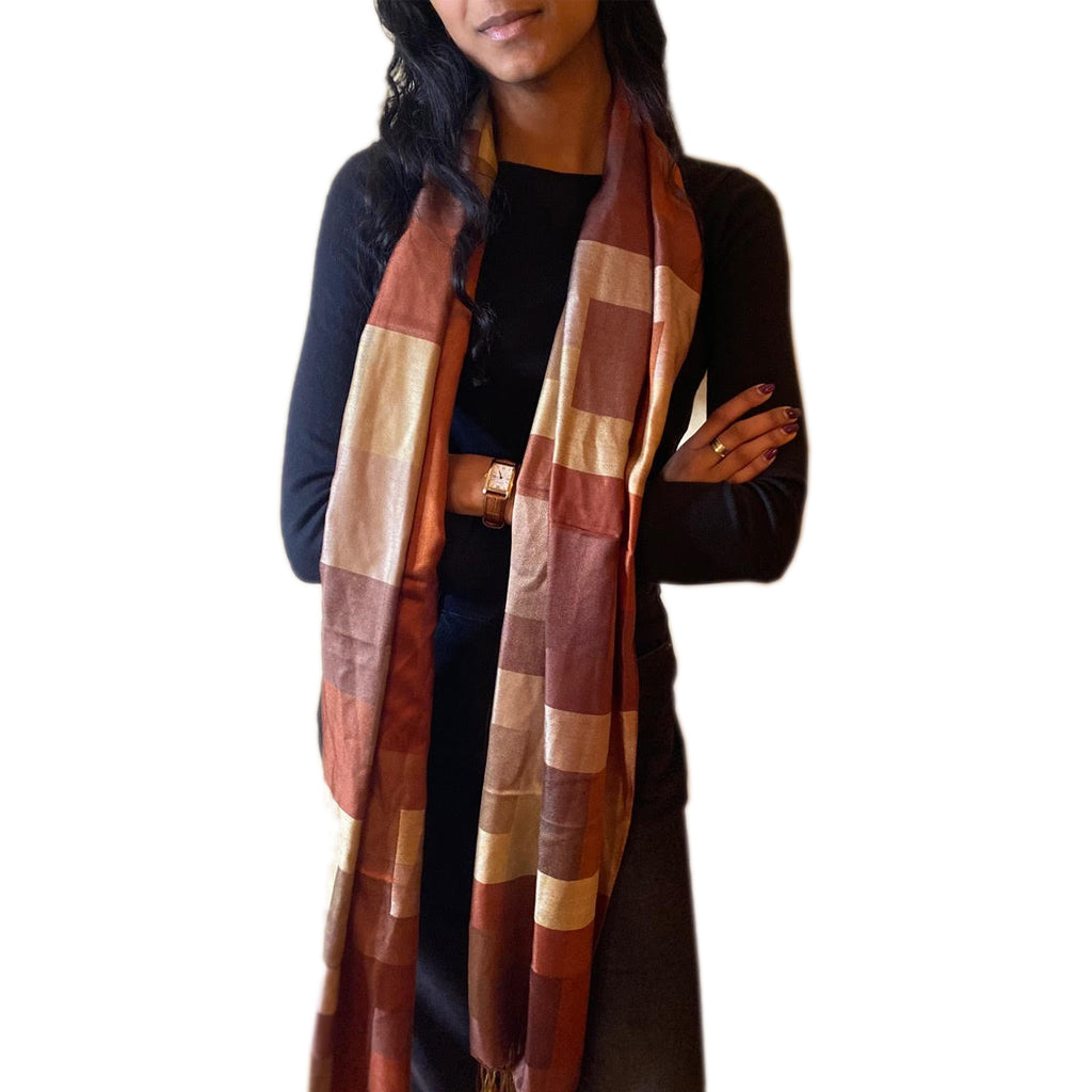 Luxury men's silk leather rust scarf