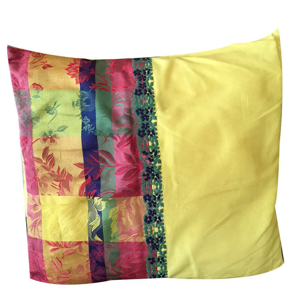 Peela phool Yellow Flower Embroidered Cushion with Filler - Shubrah