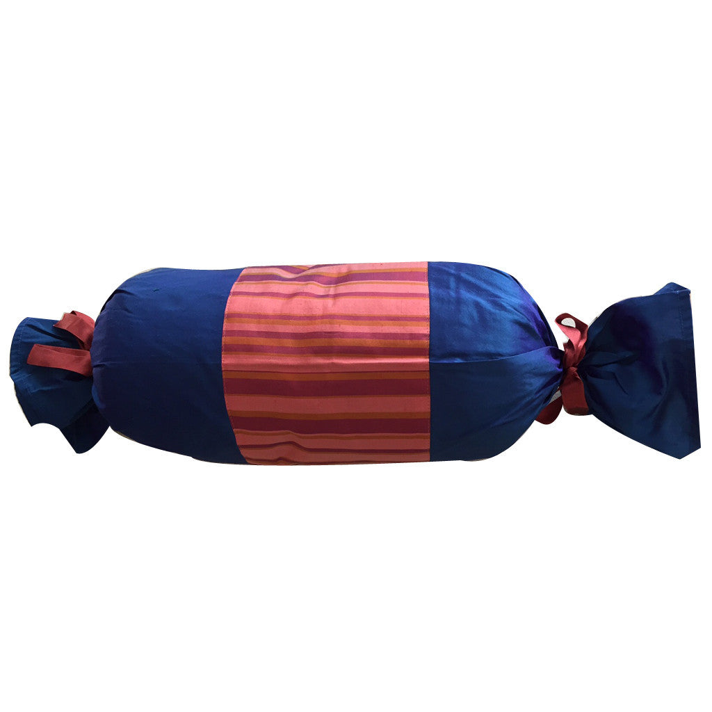 Toffee Navy Silk Cushion with Filler - Shubrah