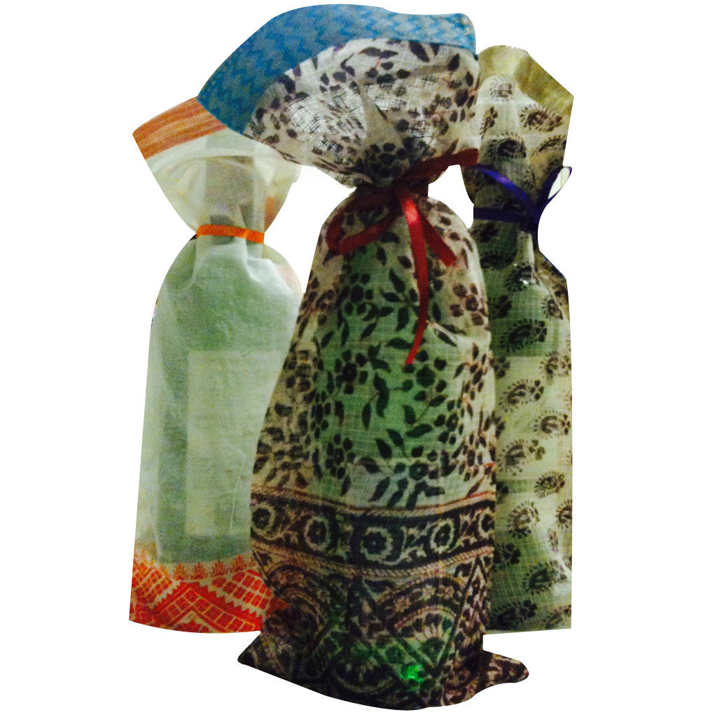 Wine bags Upcycled Sari Fabric - Shubrah