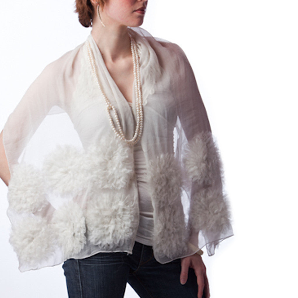 Dahlia Blanco White Silk Stole - Shubrah