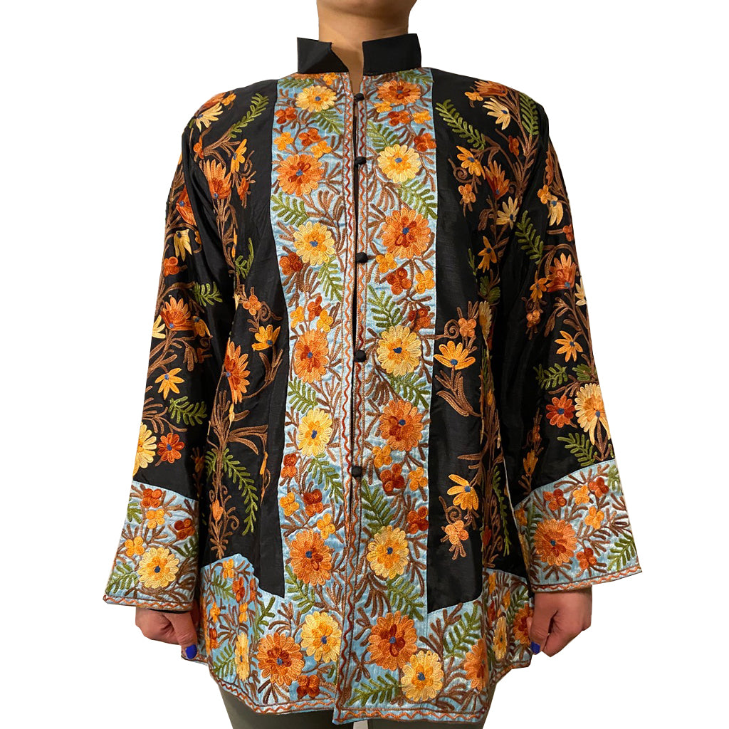 Moonlit Night Bamboo Silk Floral Embroidered Jacket
