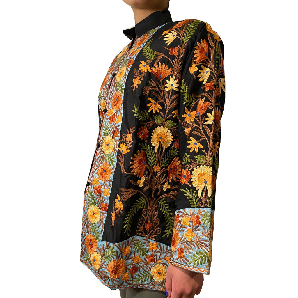 Moonlit Night Bamboo Silk Floral Embroidered Jacket