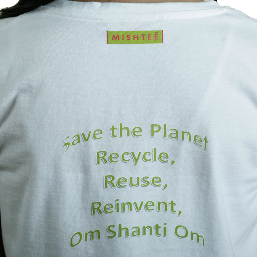 Om shanti girls white organic  cotton T-shirt - Shubrah