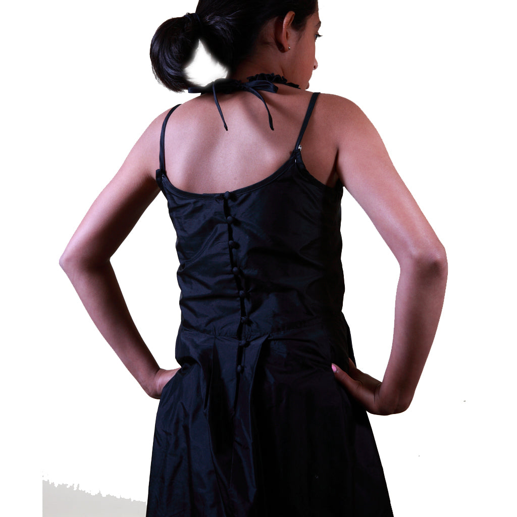 Indie Frock Black Silk Girls Party Dress - Shubrah