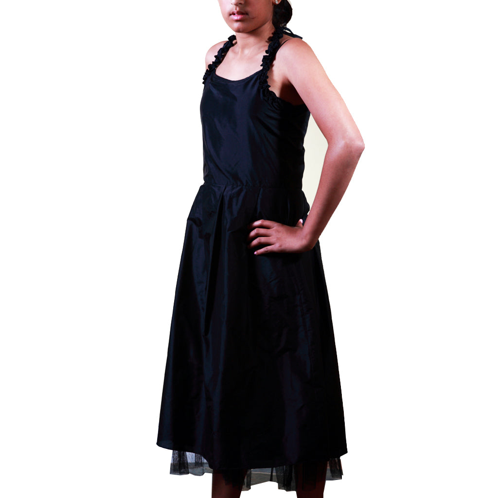 Indie Frock Black Silk Girls Party Dress - Shubrah