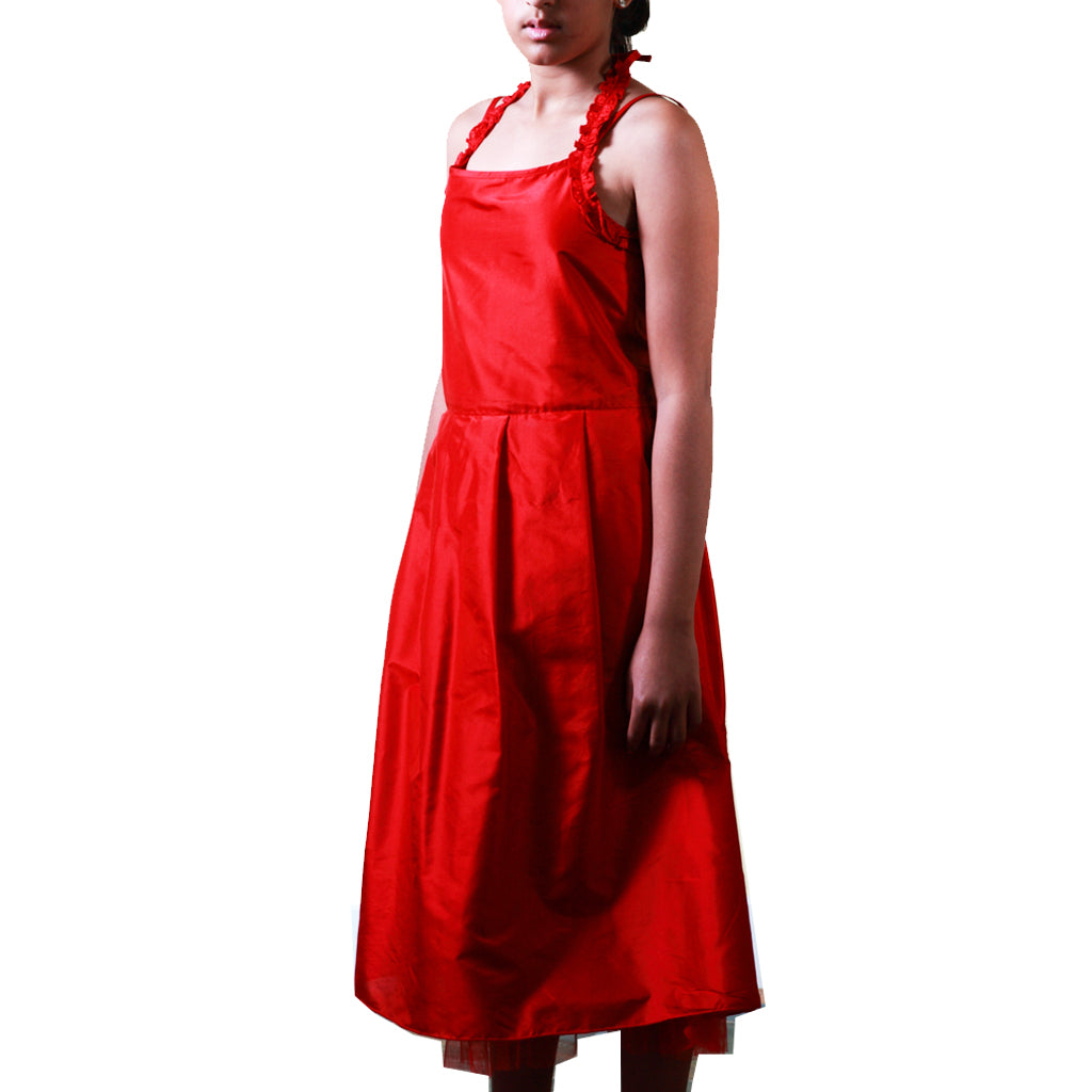 Indie Frock Red Silk Girls Party Dress - Shubrah