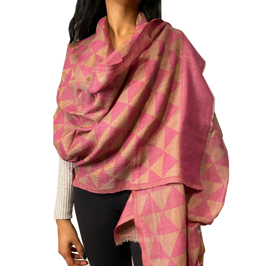 Long Beach Sunset and Gold Woven Triangle Cashmere Stole