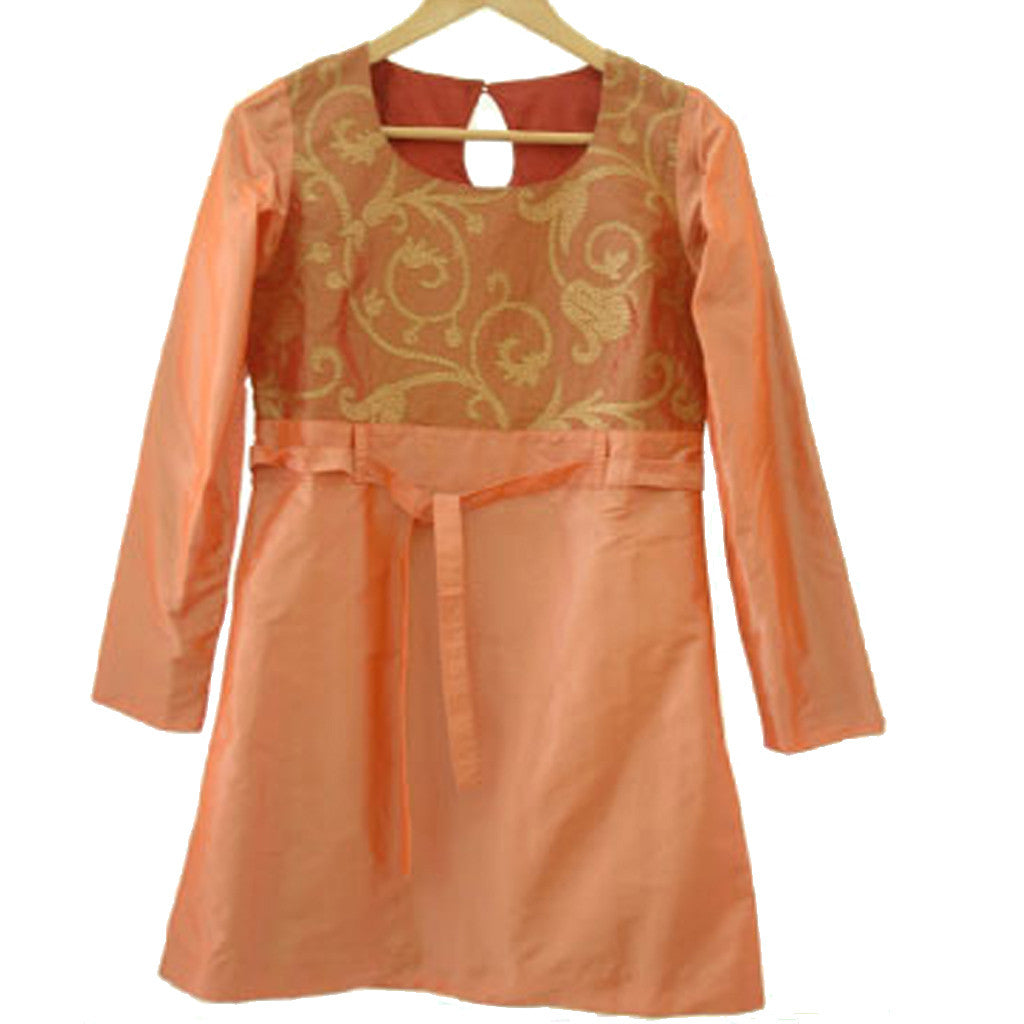Sand Henna Silk Kurta Dress - Shubrah