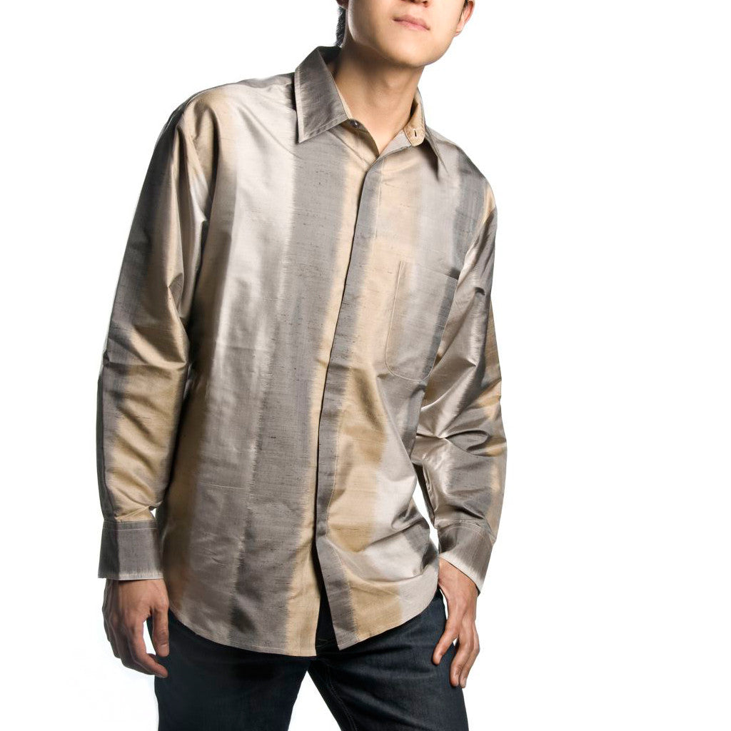 Thanda Ikat Ombre Silk Mens Shirt - Shubrah
