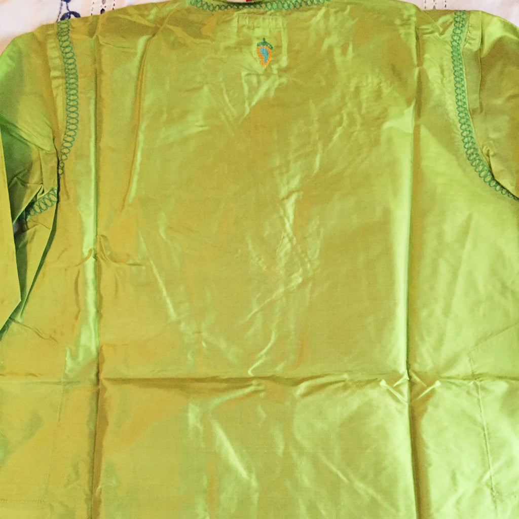 Green Silk Kids' Kurta Shirt - Shubrah